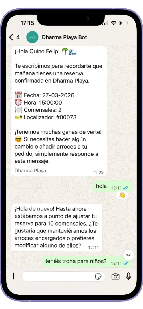 WhatsApp de recordatorio automático
